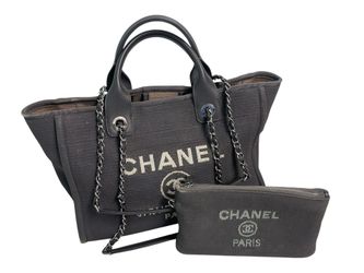 Deauville Gray Canvas Tote with Pouch