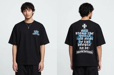 CHROME HEARTS Triple Cross Blue - God Bless The World Tee