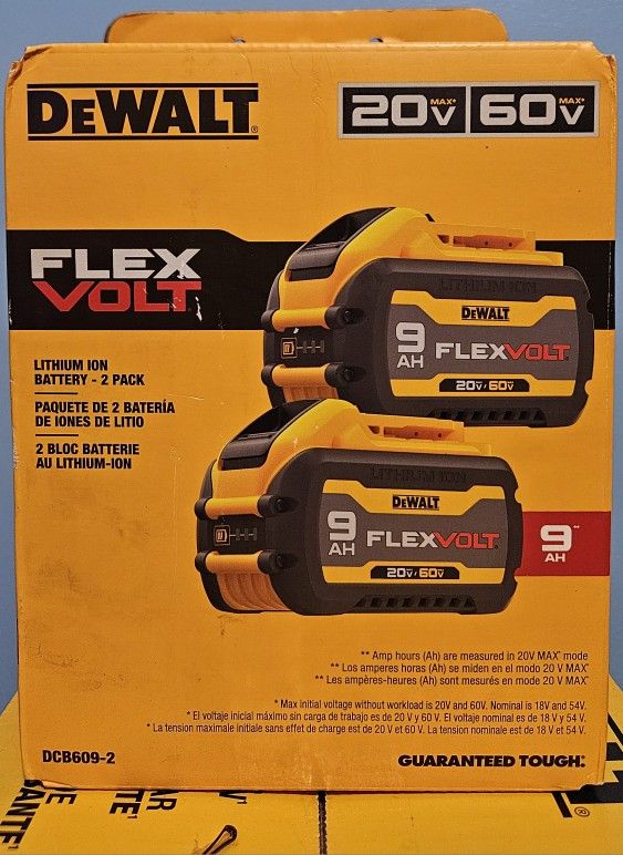 DEWALT FLEXVOLT 9AH LITHIUM-ION BATTERY 2 PACK