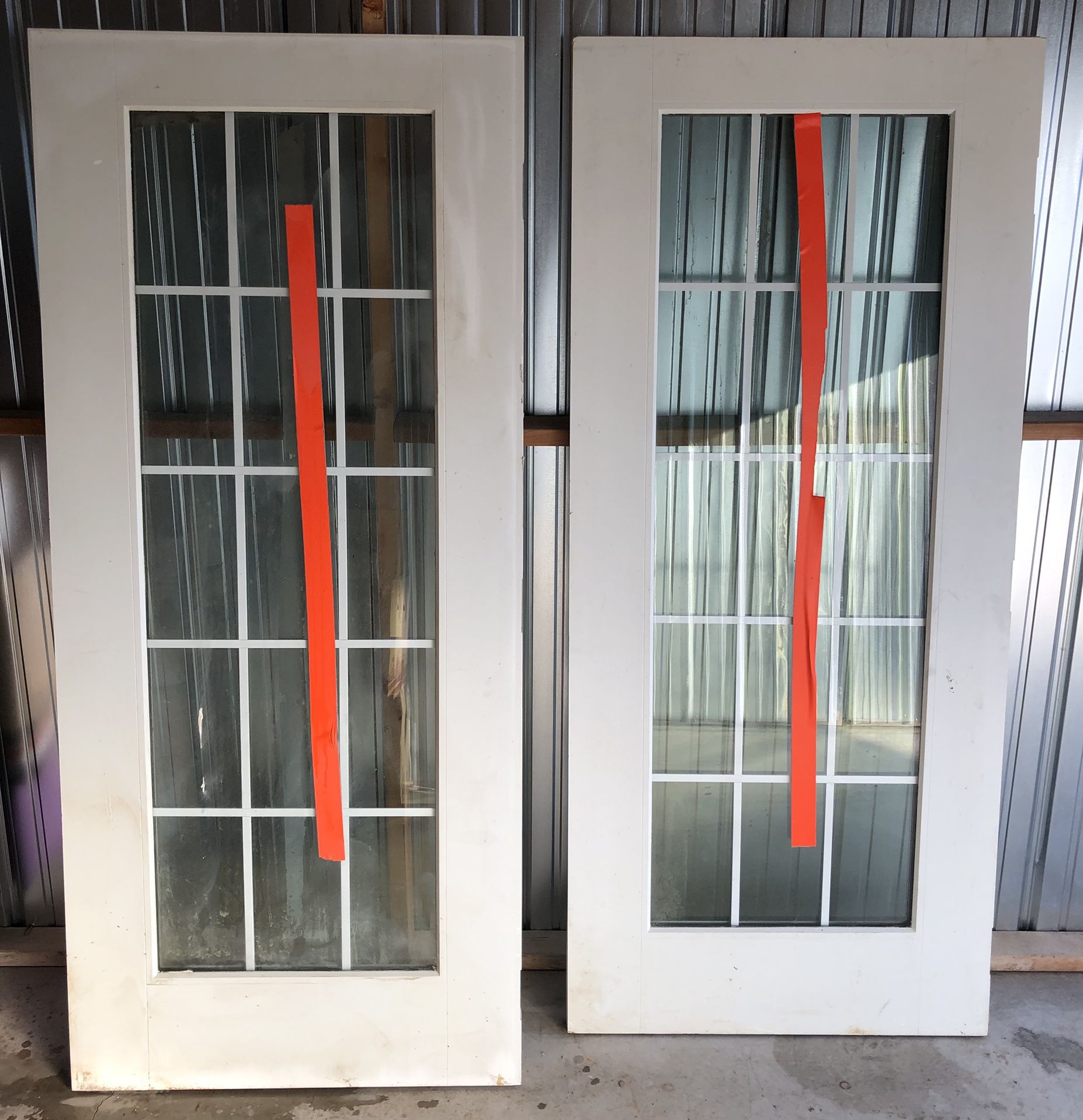 2 French Doors - 34 in. x 77 in. X 2 in. Primed Composite Clear Glass True Divided Single Prehung Interior