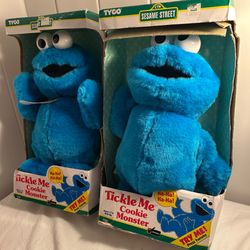 90s Vintage Tyco  Cookie Monster  Sesame Street Plush 1997 stuffed animal Toy EACH