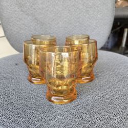 Amber Carnival Glass Cups 