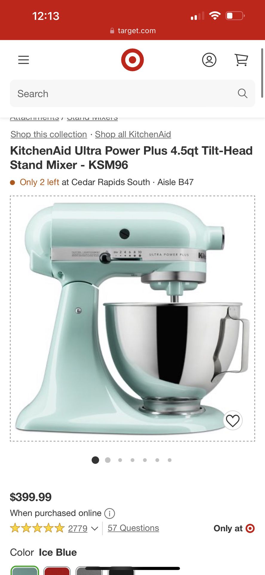 Kitchenaid Ultra Power Plus 4.5qt Tilt-head Stand Mixer Ice Blue - Ksm96 :  Target