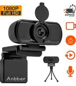 1080P Webcam, HD PC Webcam USB Mini Computer Camera Built-in Microphone, Flexible Rotatable Clip, for Laptops, Desktop and Gaming, Black