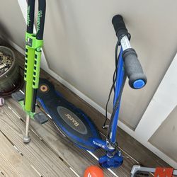 Razor electric scooter and pogo stick