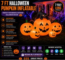 7ft FT Halloween Pumpkin Train Inflatable