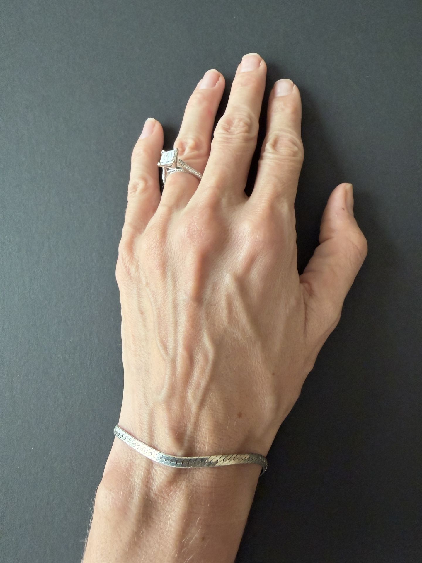 7.5 Inch 925 Sterling Silver Herring Bone Bracelet w/ Lobster Claw Closure