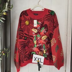 Women's Flamingo Ugly Sweater XXL