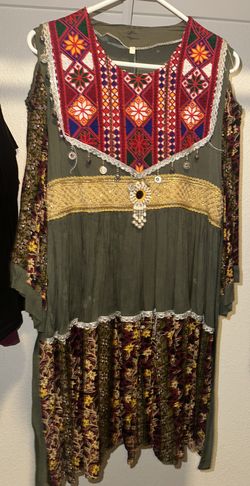 Afghan Green Dress