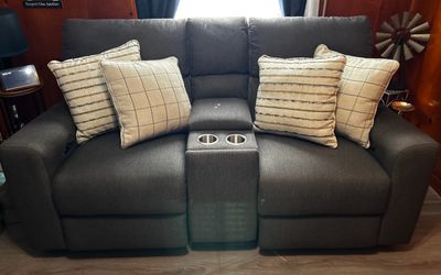 Gray Reclining Loveseat with Center Console