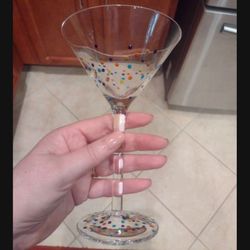 Set Of 4 Martini Glasses, Confetti Pattern 