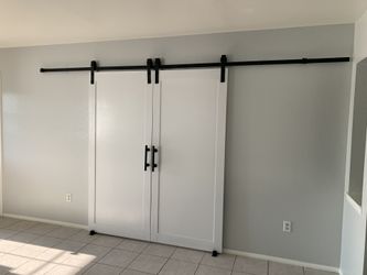 One panel white shaker barn doors farmhouse