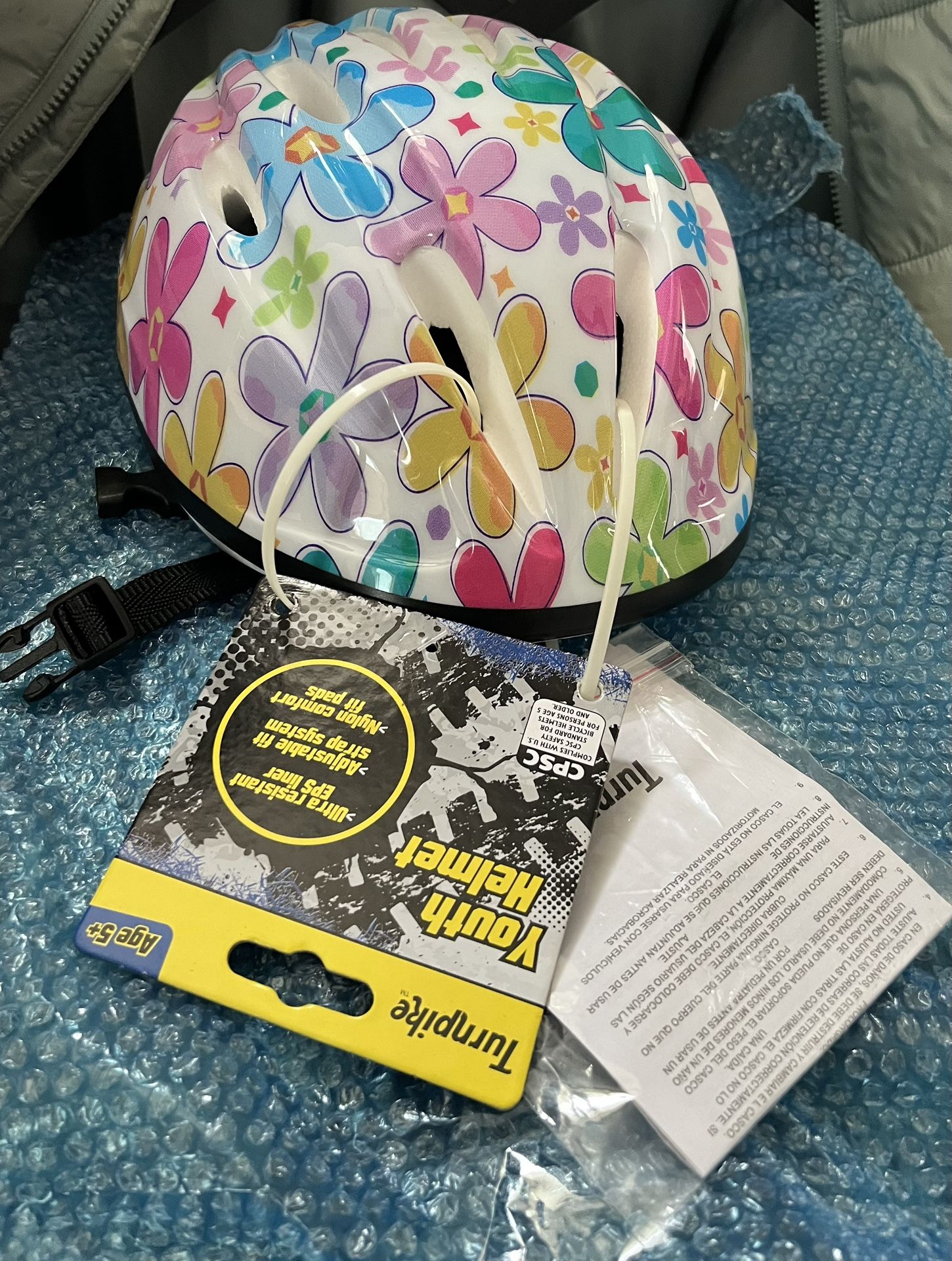 🌸 NEW Youth Bike Helmet – Colorful Flower Design (Turnpike Brand)