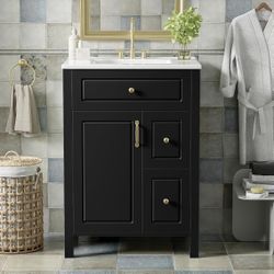Assembled New 24 in Small Bathroom Vanity with Sink Single Bathroom Sink Cabinet