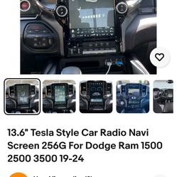 13.6" Tesla Style Car Radio Navi Screen 256G For Dodge Ram 1(contact info removed) 3500 19-24