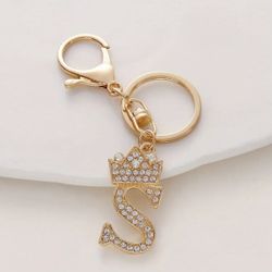 Luxury Rhinestone Initial Letter S Queen Crown Keychain & Bag’s Pendant Charm