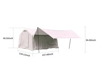 9.8 x13ft with canopy, Inflatable Camping Tents with Hand Pump, Air Glamping Tents, Easy Setup Waterproof and Windproof Blow up Tent Beige