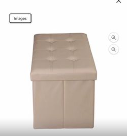 ENY 30" Folding Storage Ottoman Bench Entryway MDF PVC Faux Leather Finish, Beige   36 $15