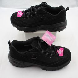 Skechers D'Lites Play On Womens Size 9 Wide Fit Athletic Walking Sneakers Black