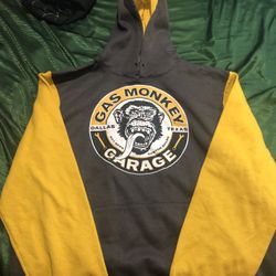 Gasmonkey Garage Grey And Yellow Hoodie 