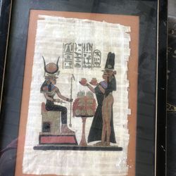 Cleopatra Paprus Paper Painting Rare Find 