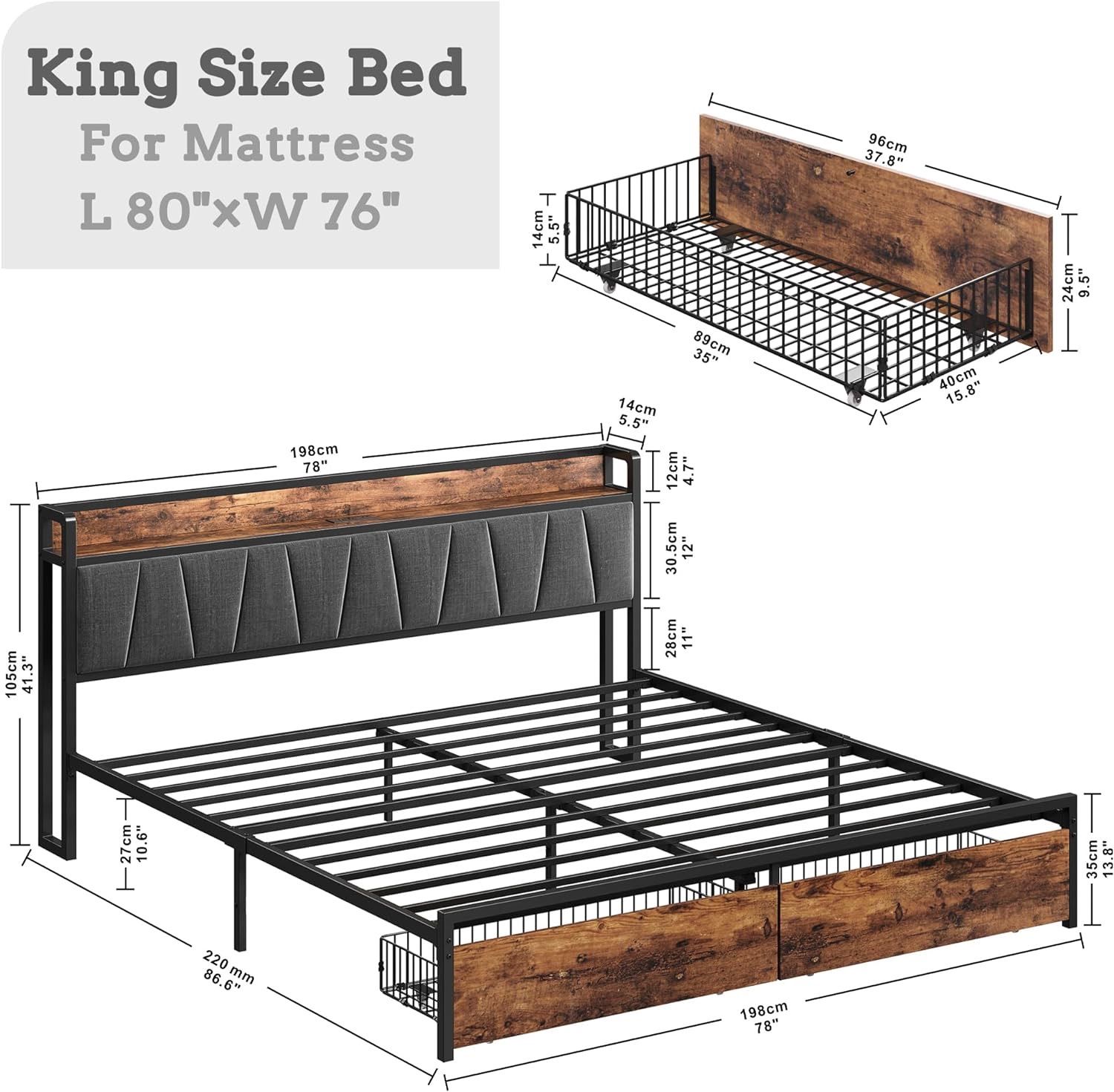 King Sized Bed Frame and Mattress