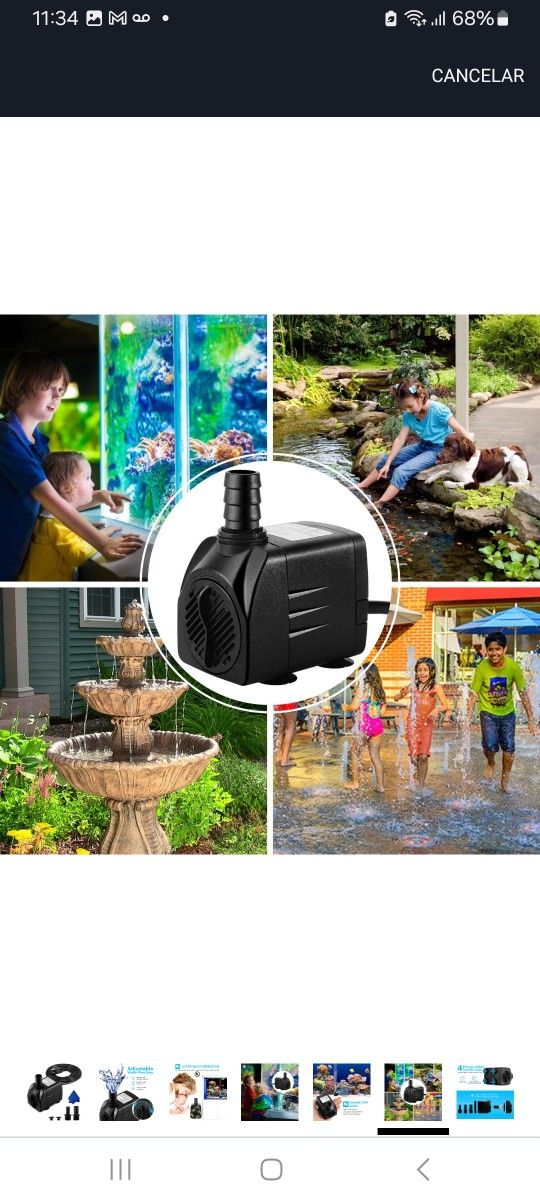 CWKJ Submersible Water Pump, 400GPH Submersible Water Pump, Durable 25W Water Pump for Outdoor Fountain with 6.5ft Power Cord, 3 Nozzles for Aquarium,