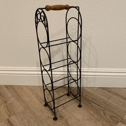 4 Bottle Dark Brown Metal Wine Rack