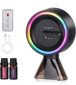 Waterless Scent Diffuser Kit,Star Ring Aromatherapy Diffuser, 2 Installation Modes Wall Mount & Desktop, RGB Ambient Light, Rechargeable Battery, Remo