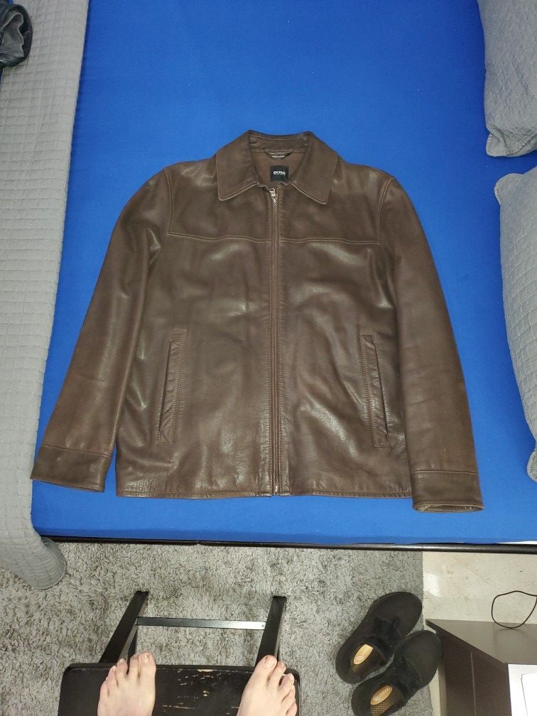 HUGO BOSS LEATHER JACKET XL