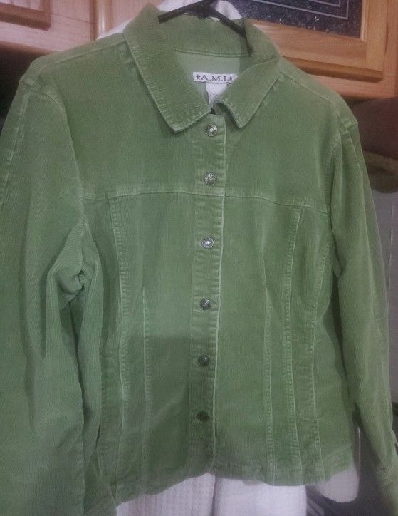 Woman's green corduroy jacket size large