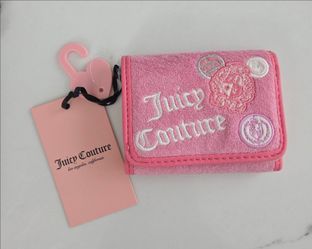Juicy Couture Trifold Wallet in Pink Terry Cloth