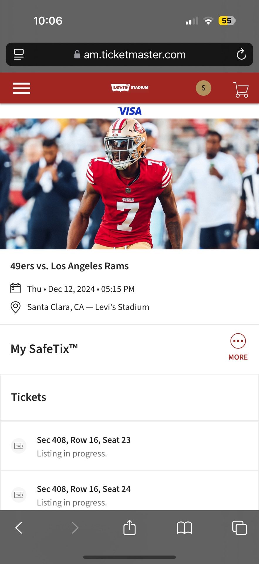4 Tickets To 49ers Rams