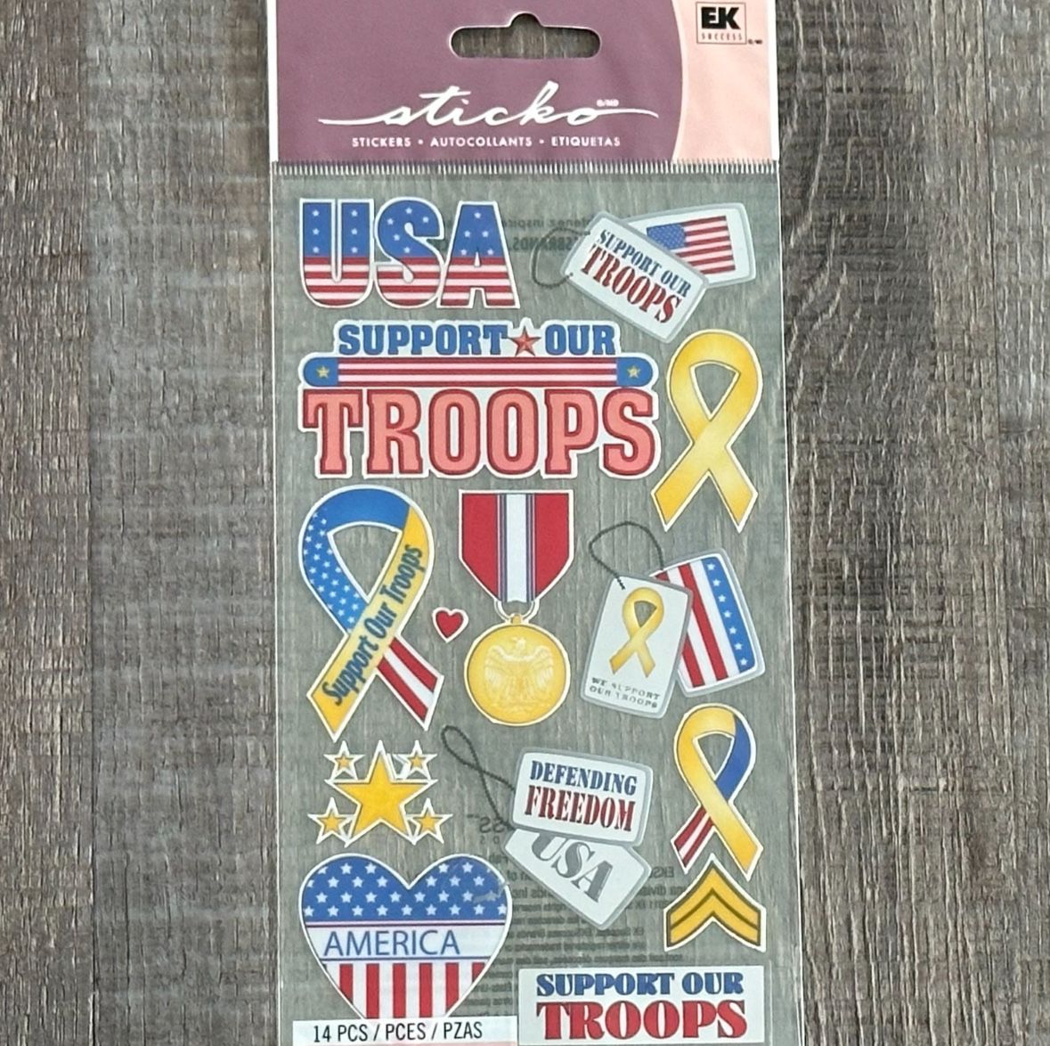 New Support Our Troops Foil Scrapbook Stickers