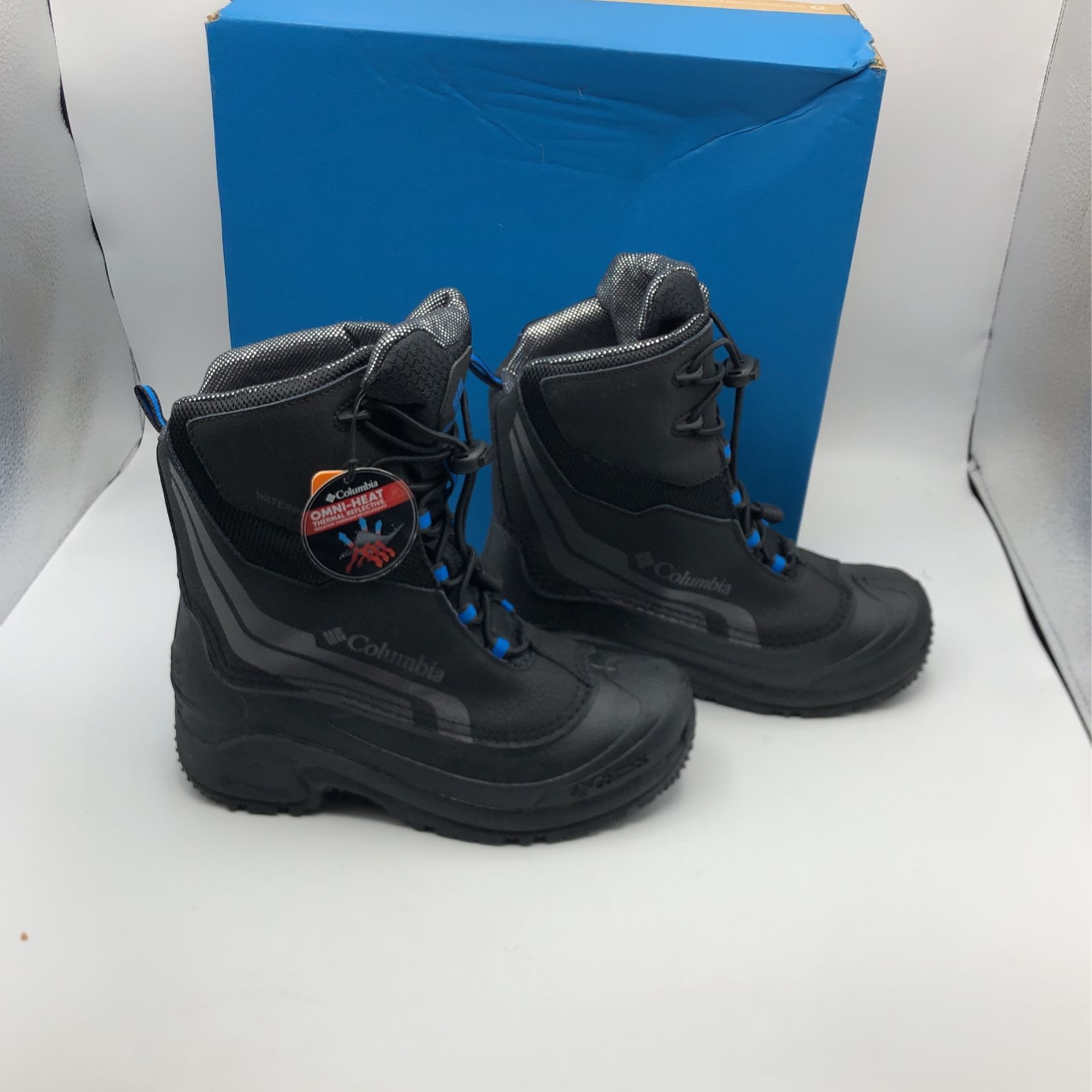 Columbia Youth Unisex Bugaboot Plus IV Omni-Heat Black/Hyper Blue Size 5
