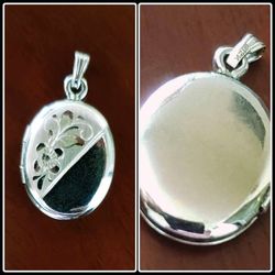 STAMPED 12k WHITE GOLD LOCKET FLORAL FLOWER JEWELRY BRACELET NECKLACE PENDANT CHARM