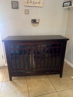 Solid Wood Buffet Cabinet / Coffee Bar with Sliding Glass Doors