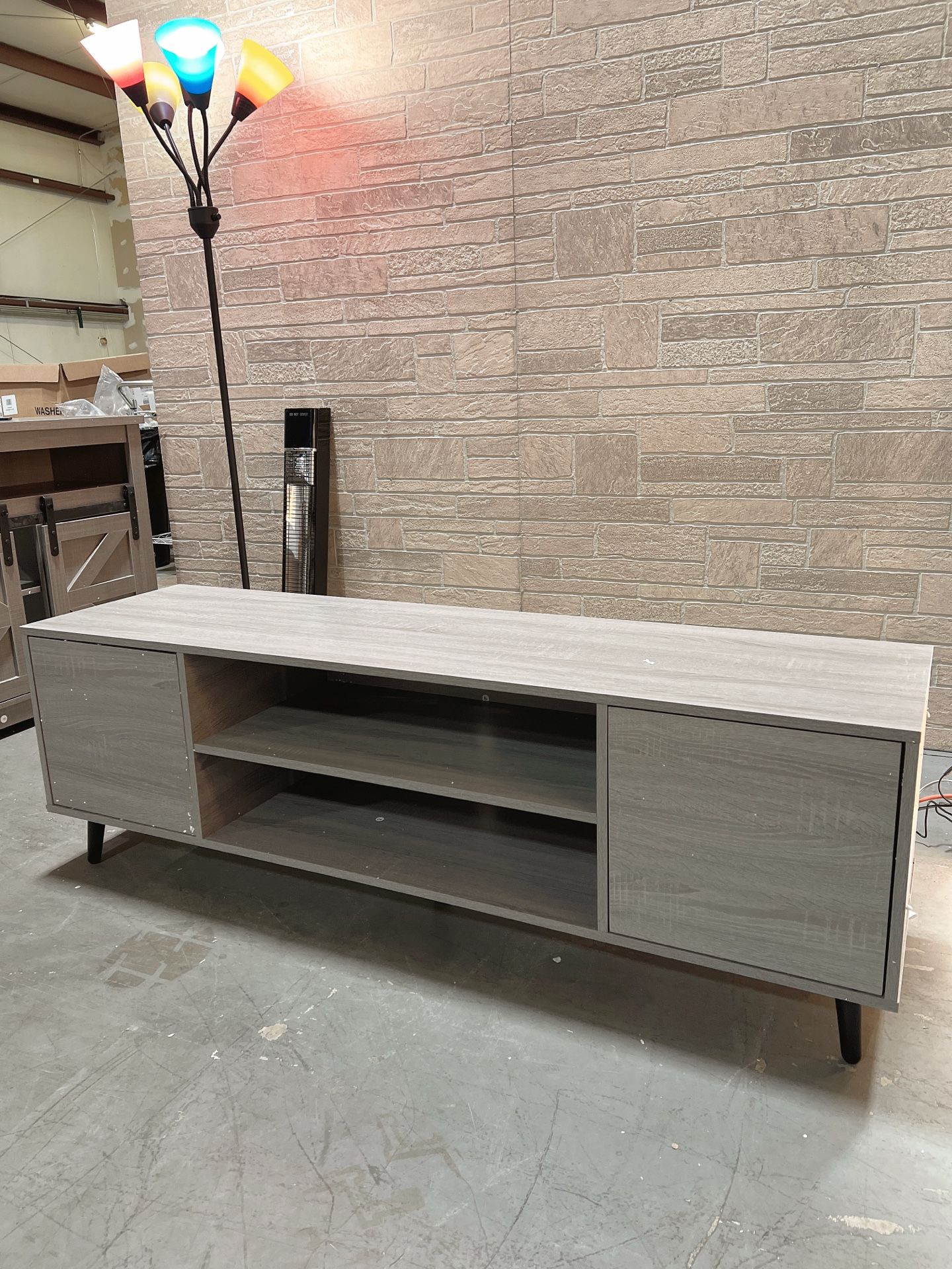 Modern TV Stand for 65" Television, Entertainment Center with Two Storage Cabinets, Retro Style Media Console for Living Room, Bedroom, Office, 58 Inc