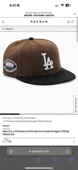New Era x PS Reserve Pink Mocha Suede Dodgers 59Fifty Fitted Hat