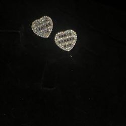 18 k Gold Plated Heart Baguette Stud Earrings 