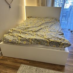 Full High bed frame/2 storage boxes with mattress