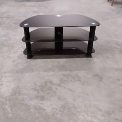 TV Stand, Black Tempered Safety Glass, TVs Up To 48"