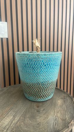 Large Turquoise Textured Planter Pot – 11.5