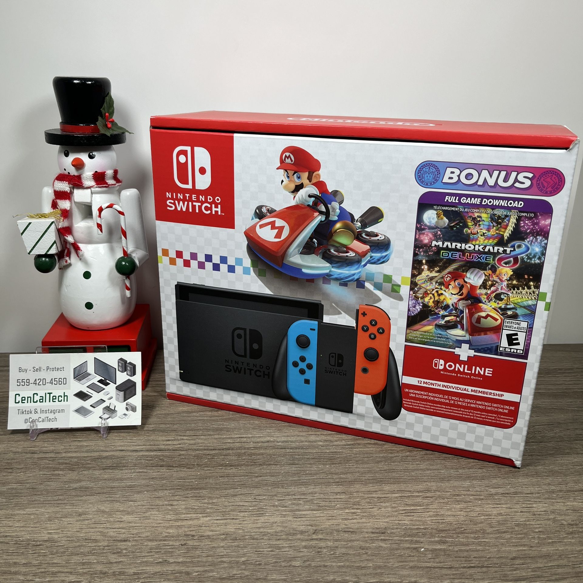 New Nintendo Switch Console with Mario Kart Bundle and Original Receipt