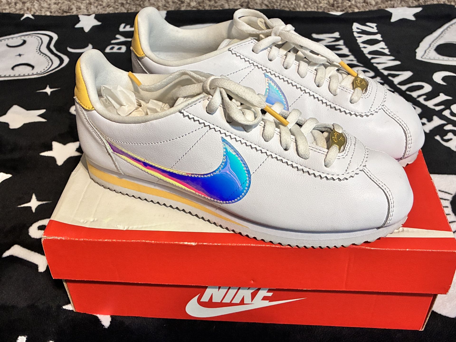 White & Yellow Topaz Nike Cortez Shoes