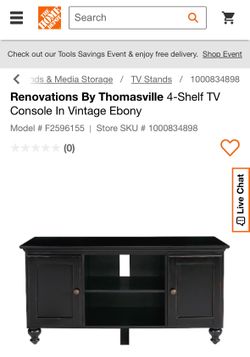 Thomasville TV Console / Entertainment Center – Vintage Ebony – Excellent Condition
