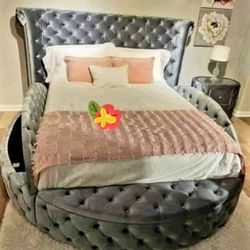 Brand New 🔥 King  Size Circle Bed With Storage 👍İn Stok 💧$39 Down / TakeNowPayLater 