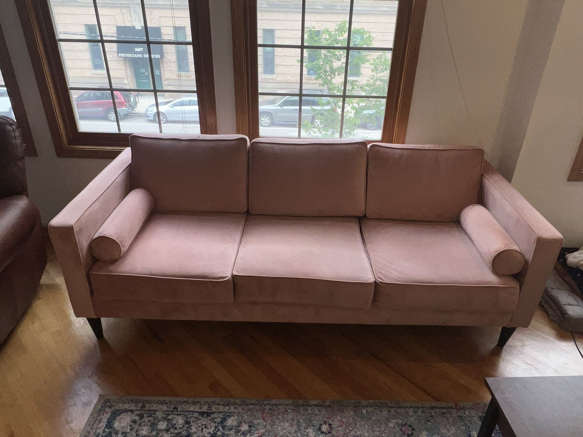 Comfortable Pink Velvet Sofa