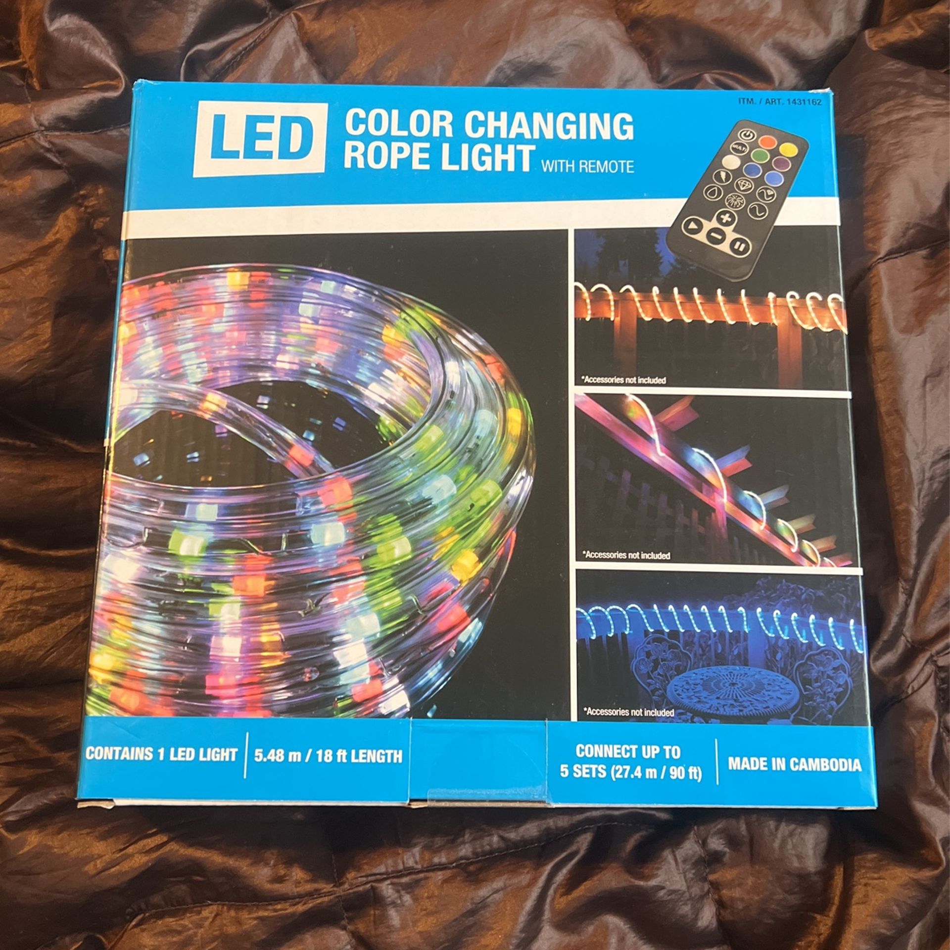 LED COLOR CHANGING ROPE LIGHT WITH REMOTE 18’ LENGTH Can Connect Up To 5 Sets