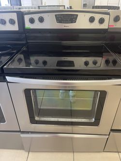 AMANA GLASS TOP STOVE STAINLESS STEEL 